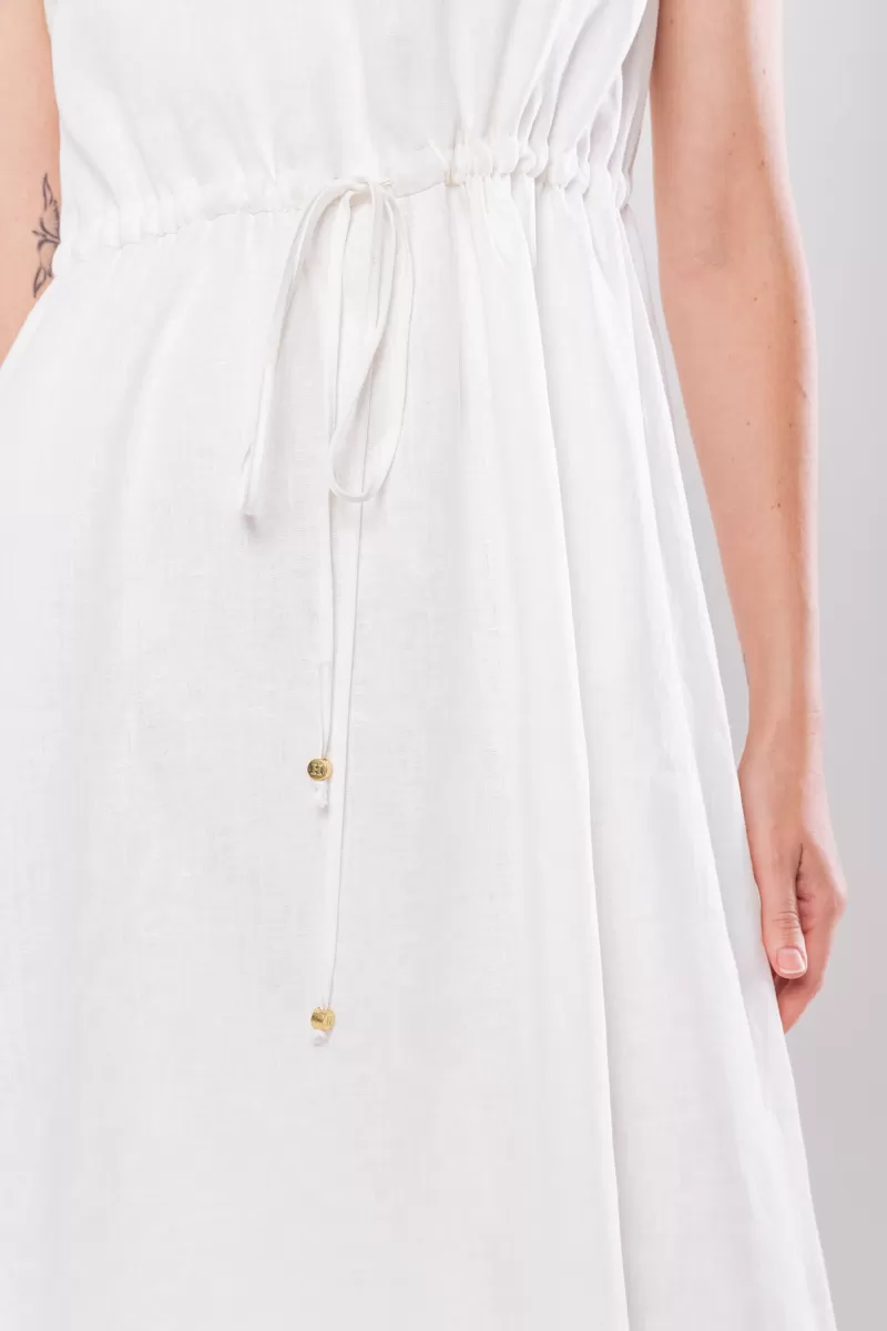 Hidrogênio - 100% OFF WHITE LINEN MIDI TANK DRESS - 19872018 Hidrogênio - 100% OFF WHITE LINEN MIDI TANK DRESS - 19872018
