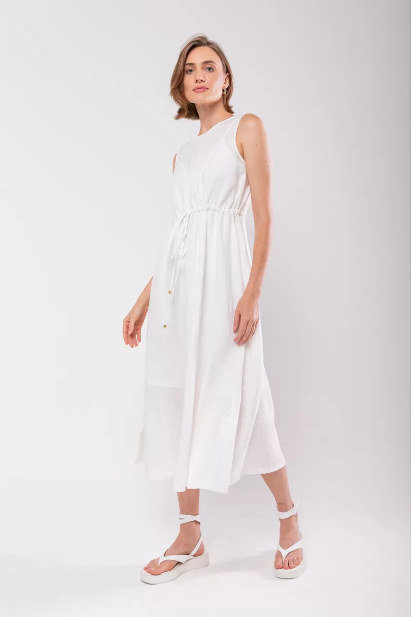 Hidrogênio - 100% OFF WHITE LINEN MIDI TANK DRESS - 19872018 Hidrogênio - 100% OFF WHITE LINEN MIDI TANK DRESS - 19872018