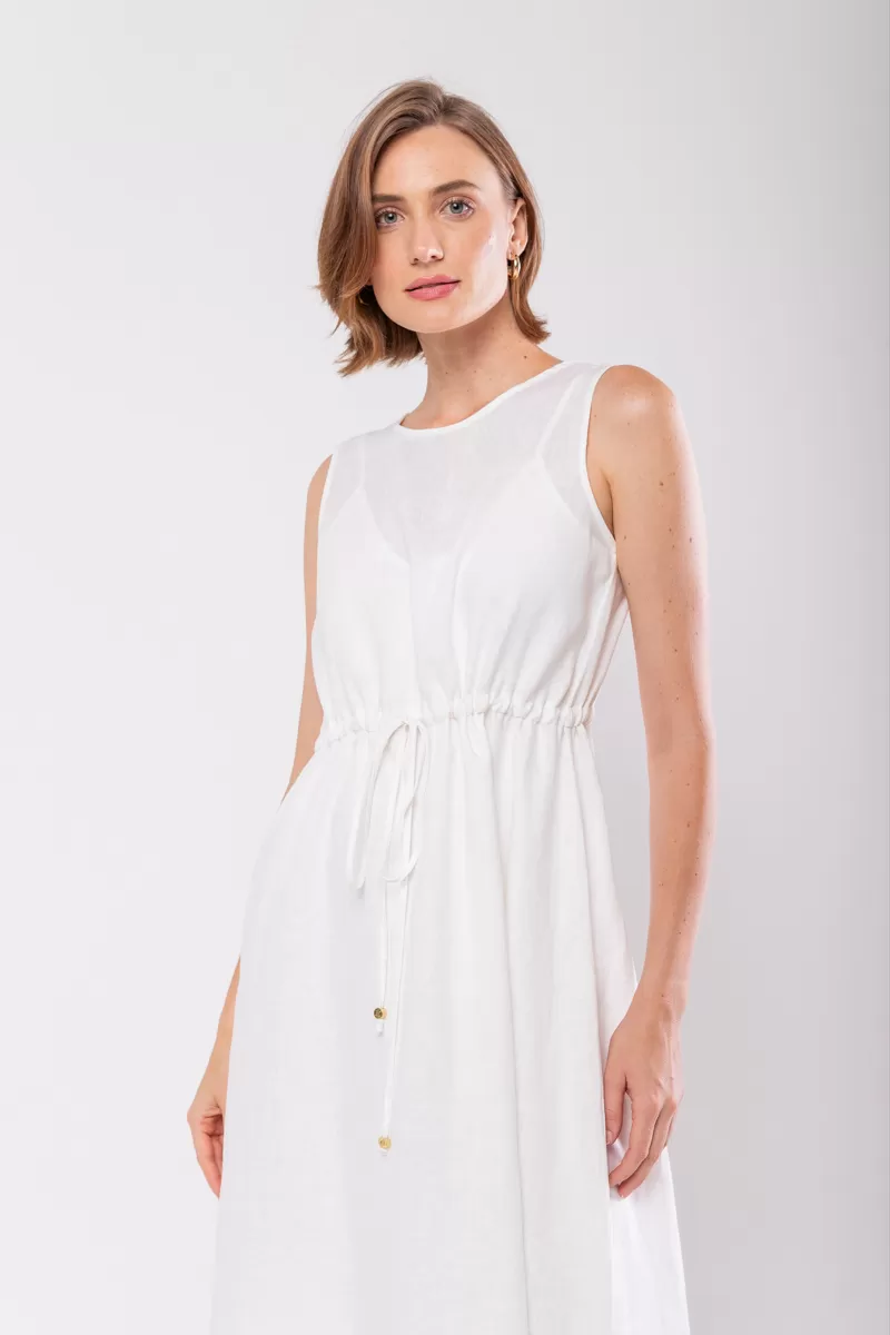 Hidrogênio - 100% OFF WHITE LINEN MIDI TANK DRESS - 19872018 Hidrogênio - 100% OFF WHITE LINEN MIDI TANK DRESS - 19872018