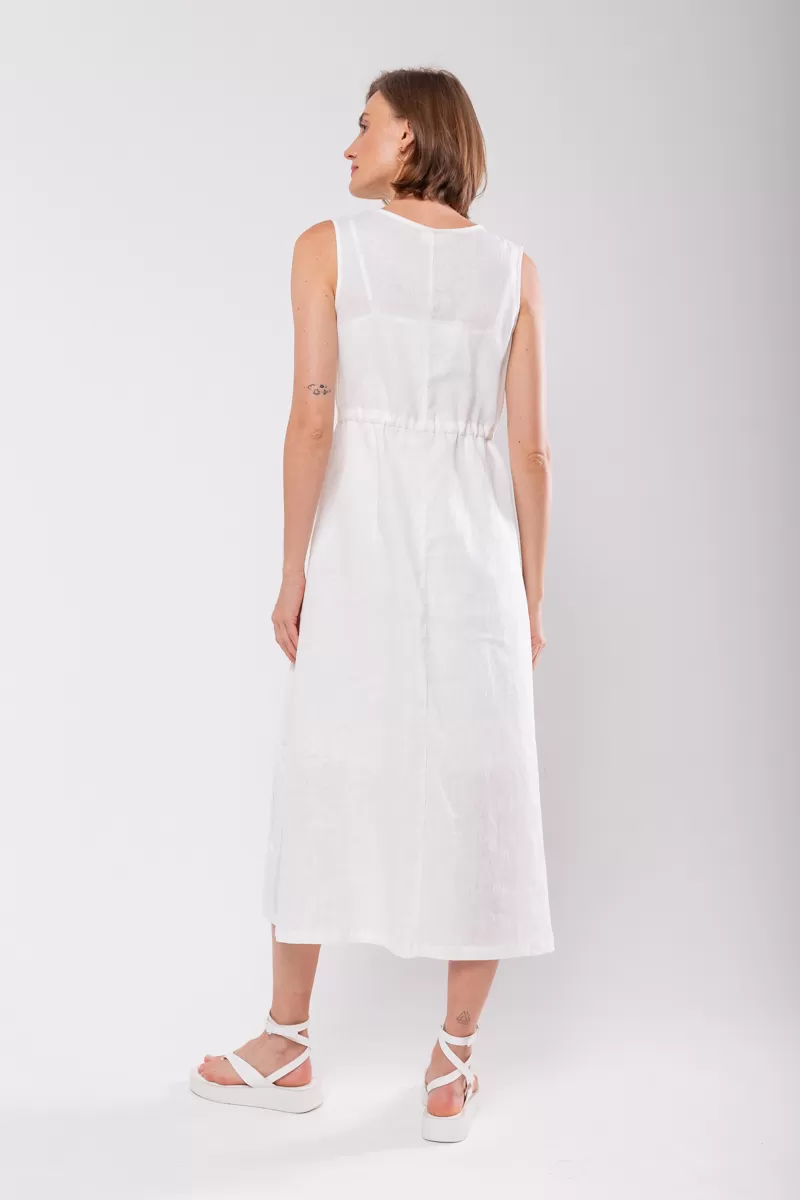 Hidrogênio - 100% OFF WHITE LINEN MIDI TANK DRESS - 19872018 Hidrogênio - 100% OFF WHITE LINEN MIDI TANK DRESS - 19872018