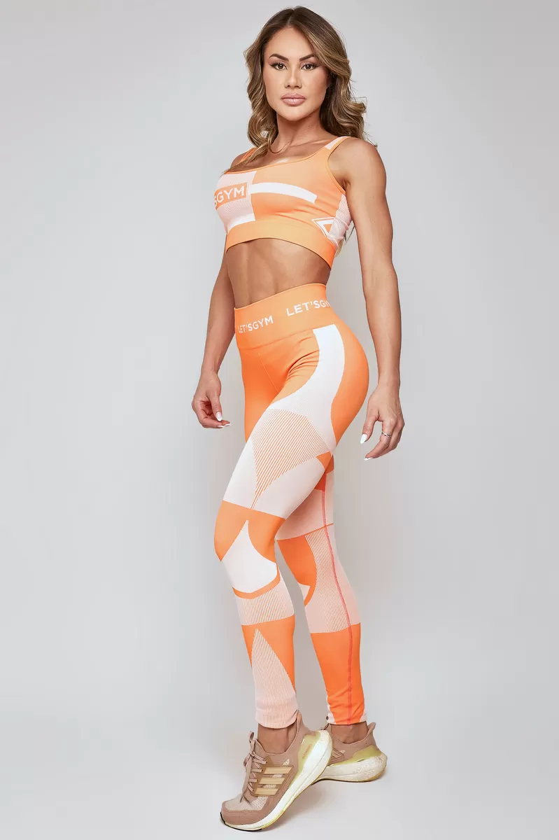 Lets Gym - Orange Seamless Geometric Legging - 1690AOR Lets Gym - Orange Seamless Geometric Legging - 1690AOR