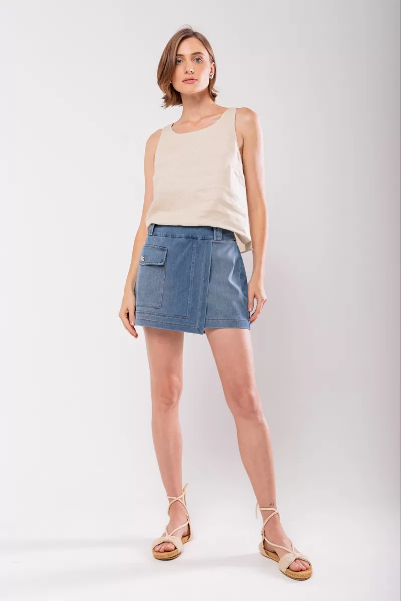 Hidrogênio - DENIM MESH SKIRT SHORTS - 19834042 Hidrogênio - DENIM MESH SKIRT SHORTS - 19834042