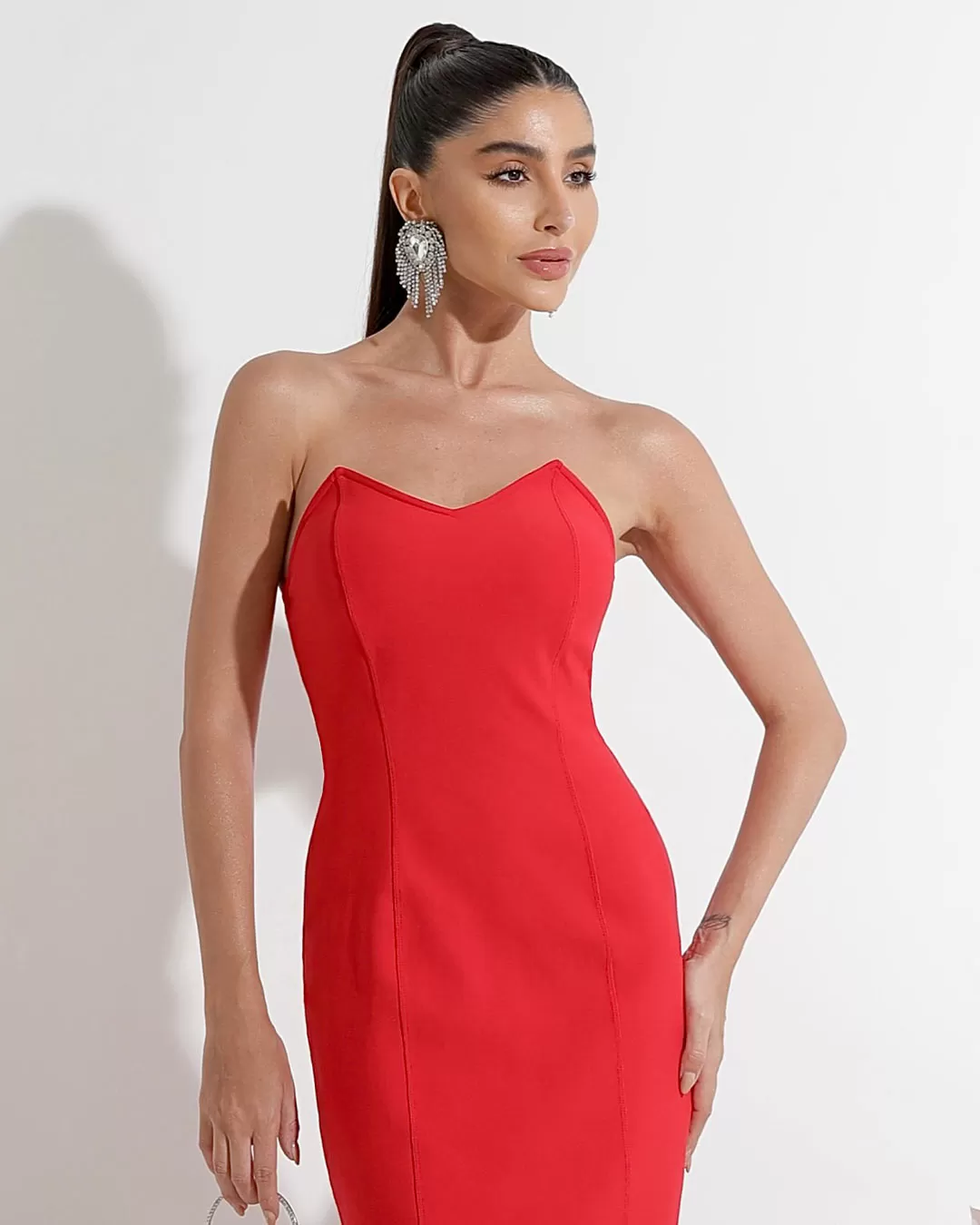 Miss Misses - Dress Miss Misses Midi Strapless Red - 54168VERMELHO Miss Misses - Dress Miss Misses Midi Strapless Red - 54168VERMELHO