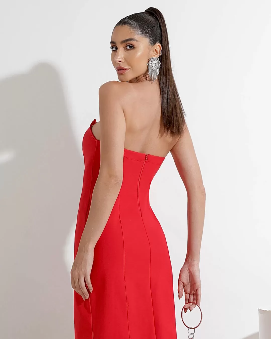 Miss Misses - Dress Miss Misses Midi Strapless Red - 54168VERMELHO Miss Misses - Dress Miss Misses Midi Strapless Red - 54168VERMELHO
