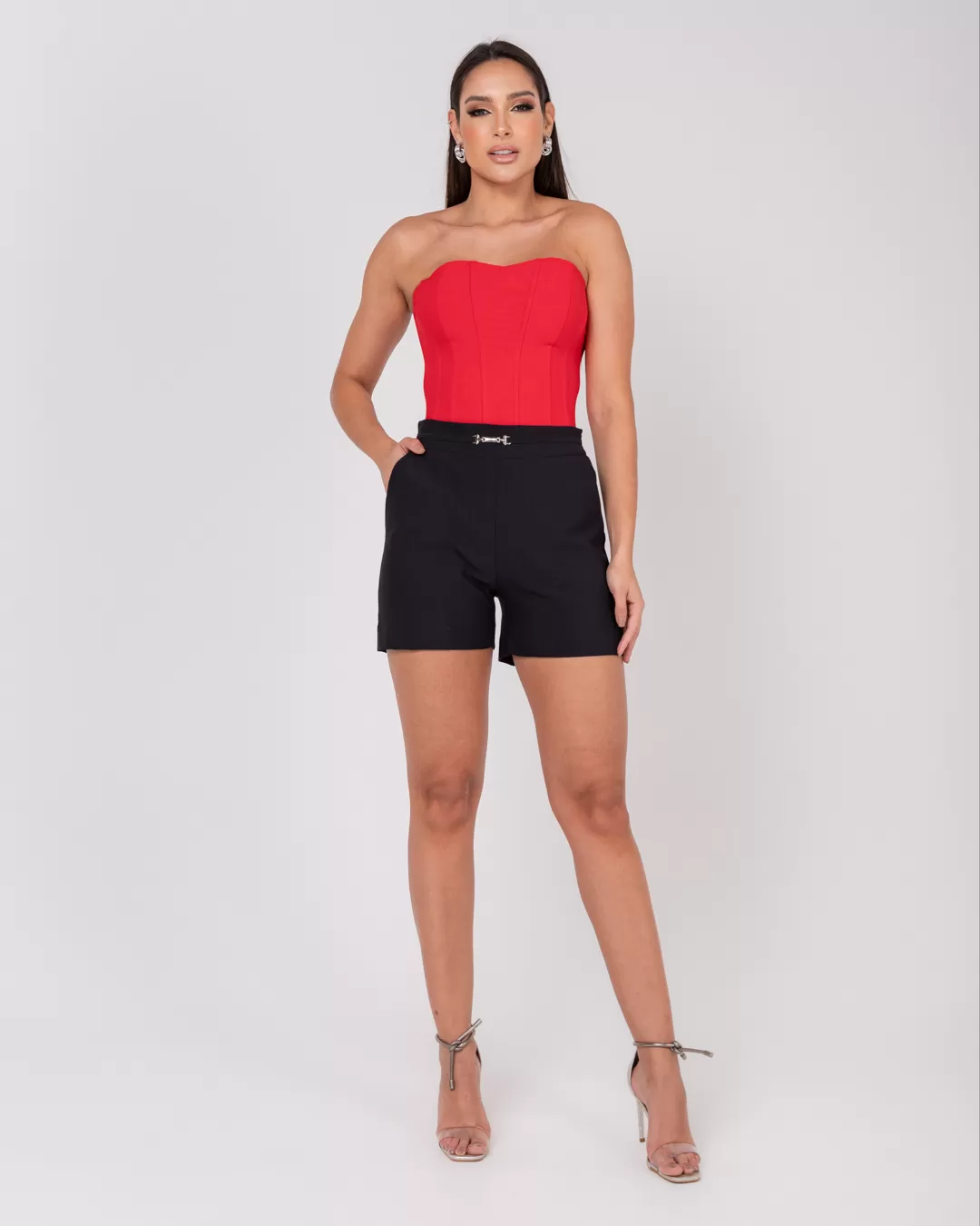 Miss Misses - Short Miss Misses With Black Metal Detail - 54071PRETO Miss Misses - Short Miss Misses With Black Metal Detail - 54071PRETO