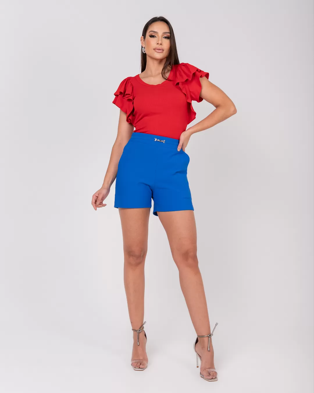 Miss Misses - Short Miss Misses With Blue Metal Detail - 54071AZUL Miss Misses - Short Miss Misses With Blue Metal Detail - 54071AZUL
