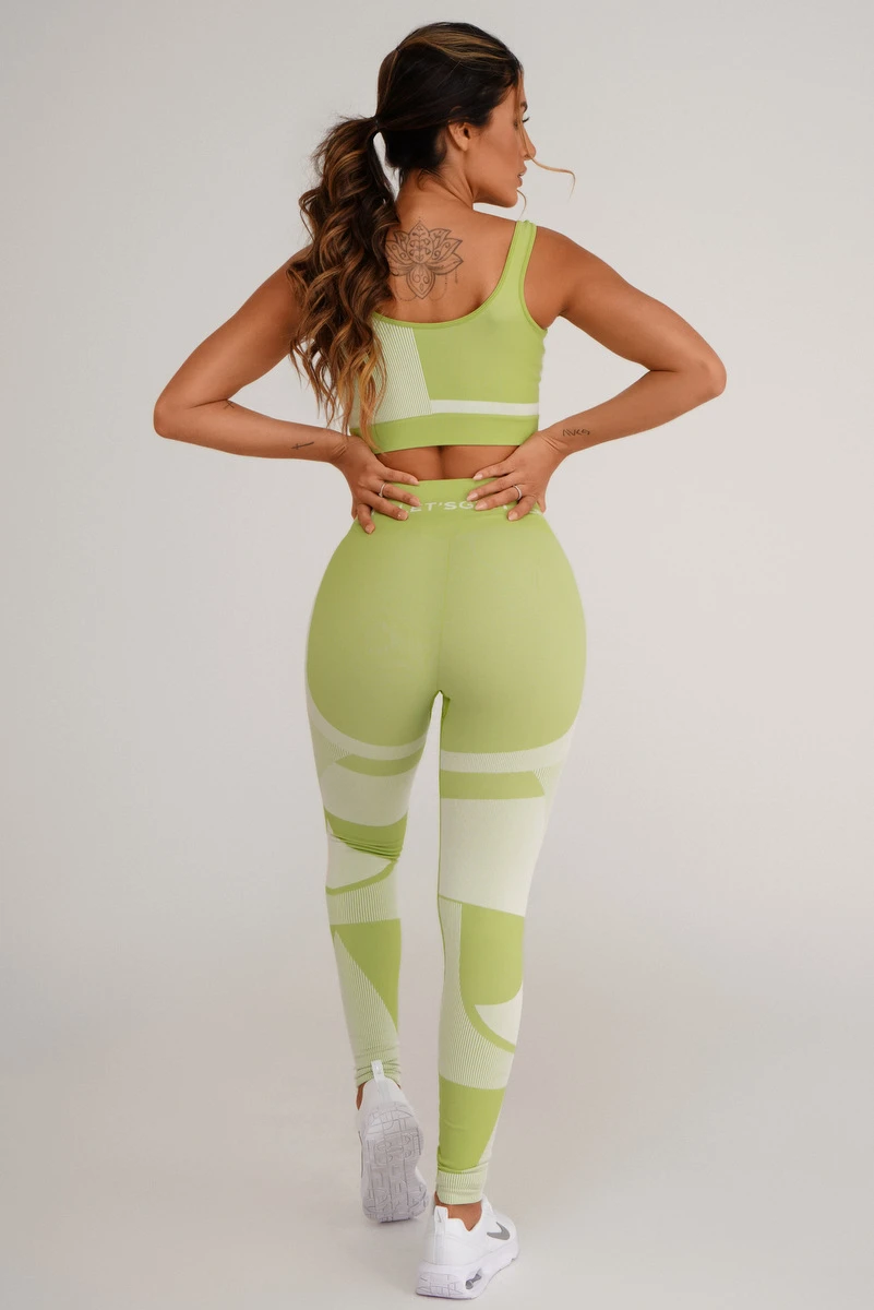 Lets Gym - Seamless Geometric Lime Top - 1689LM
