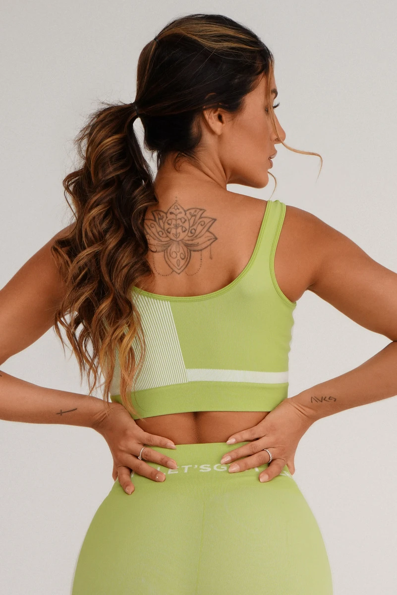 Lets Gym - Seamless Geometric Lime Top - 1689LM