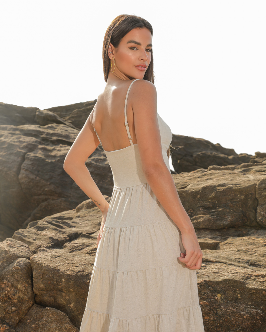 Dot Clothing - Dress Dot Clothing Long Layers Natural - 2154BEGE Dot Clothing - Dress Dot Clothing Long Layers Natural - 2154BEGE