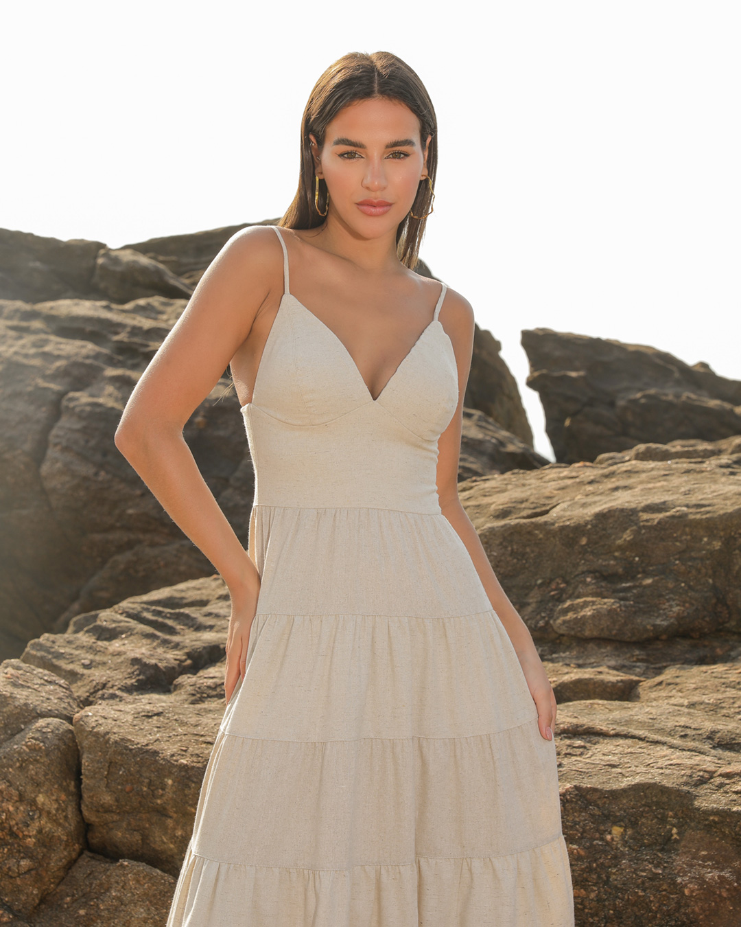 Dot Clothing - Dress Dot Clothing Long Layers Natural - 2154BEGE Dot Clothing - Dress Dot Clothing Long Layers Natural - 2154BEGE