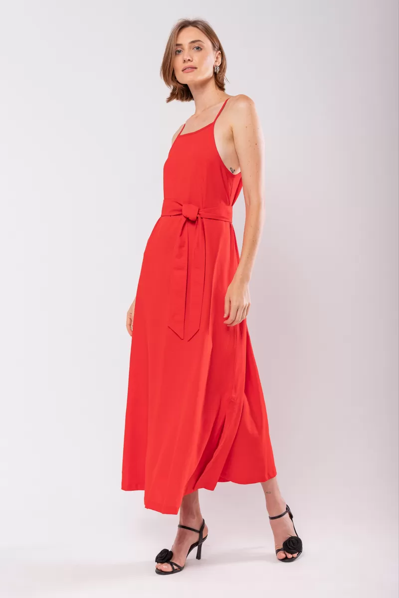 Hidrogênio - EVASÊ MIDI DRESS WITH SQUARE NECKLINE RED - 19876 Hidrogênio - EVASÊ MIDI DRESS WITH SQUARE NECKLINE RED - 19876
