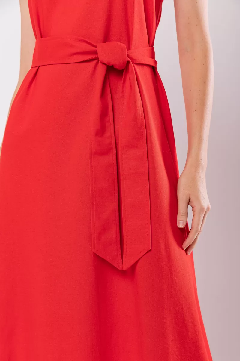 Hidrogênio - EVASÊ MIDI DRESS WITH SQUARE NECKLINE RED - 19876 Hidrogênio - EVASÊ MIDI DRESS WITH SQUARE NECKLINE RED - 19876