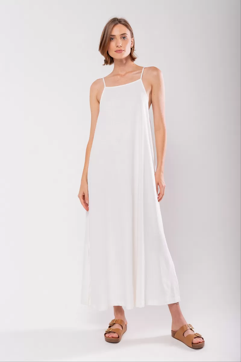 Hidrogênio - EVASE MIDI DRESS WITH SQUARE NECKLINE OFF WHITE - 19876 Hidrogênio - EVASE MIDI DRESS WITH SQUARE NECKLINE OFF WHITE - 19876