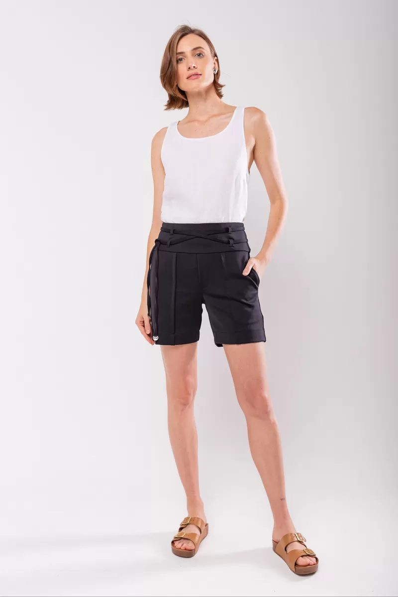 Hidrogênio - TAILORED BERMUDA WITH TWO STRIPS BLACK - 19847001 Hidrogênio - TAILORED BERMUDA WITH TWO STRIPS BLACK - 19847001