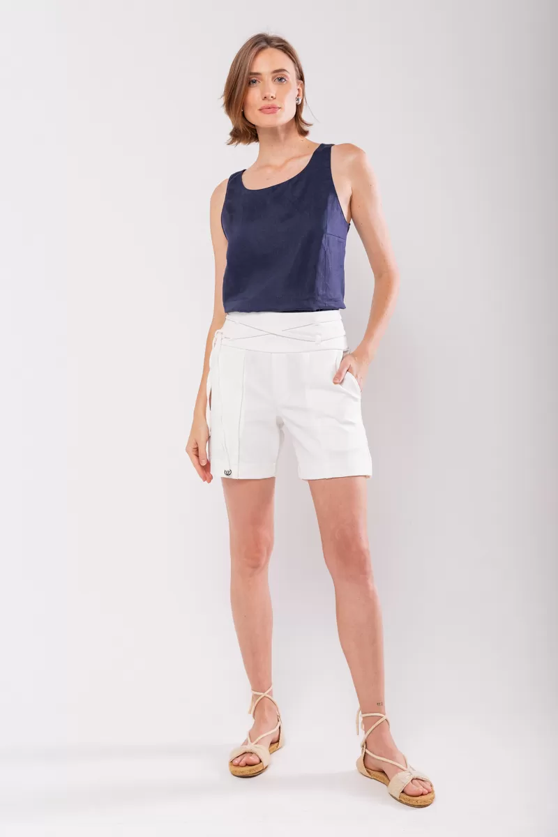 Hidrogênio - TAILORED BERMUDA WITH TWO STRIPS OFF WHITE - 19847018 Hidrogênio - TAILORED BERMUDA WITH TWO STRIPS OFF WHITE - 19847018