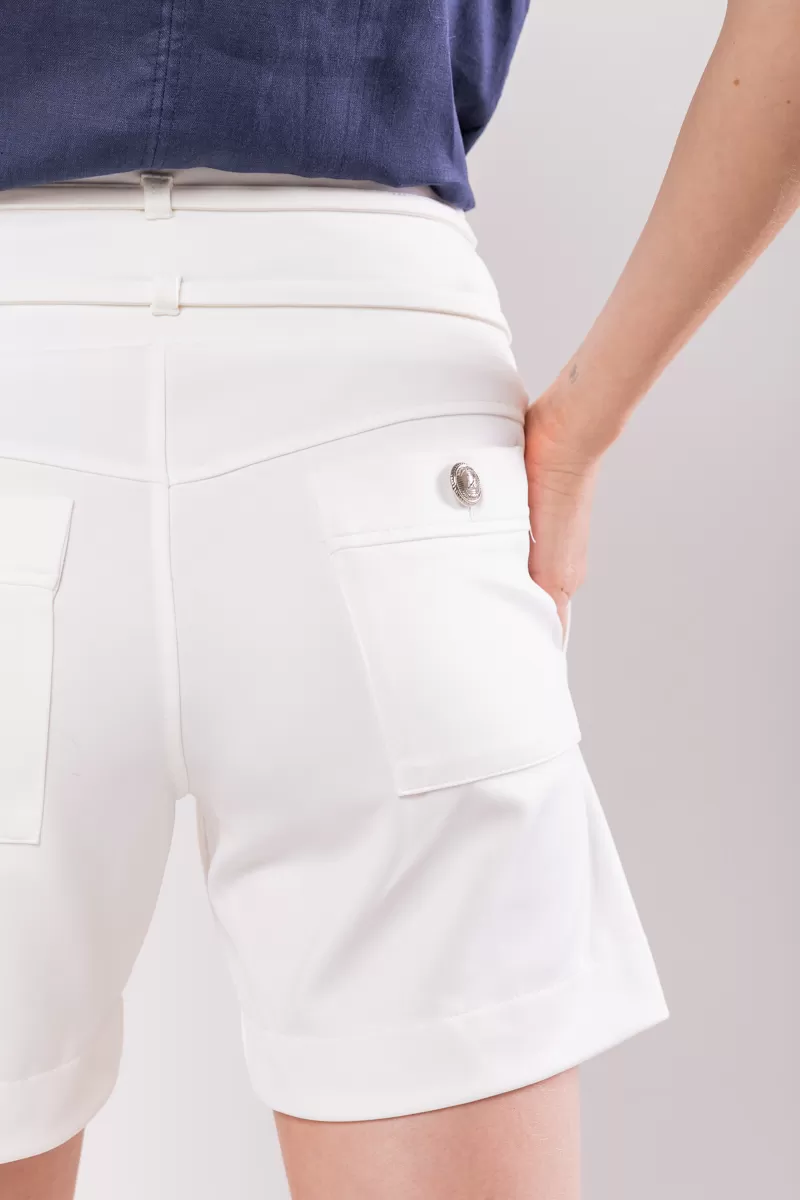 Hidrogênio - TAILORED BERMUDA WITH TWO STRIPS OFF WHITE - 19847018 Hidrogênio - TAILORED BERMUDA WITH TWO STRIPS OFF WHITE - 19847018