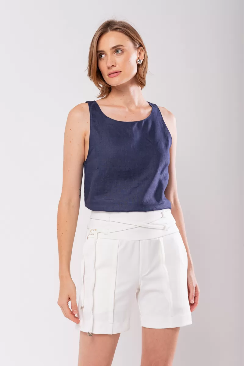 Hidrogênio - TAILORED BERMUDA WITH TWO STRIPS OFF WHITE - 19847018 Hidrogênio - TAILORED BERMUDA WITH TWO STRIPS OFF WHITE - 19847018