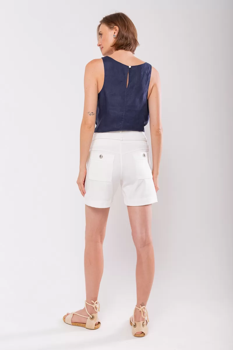 Hidrogênio - TAILORED BERMUDA WITH TWO STRIPS OFF WHITE - 19847018 Hidrogênio - TAILORED BERMUDA WITH TWO STRIPS OFF WHITE - 19847018