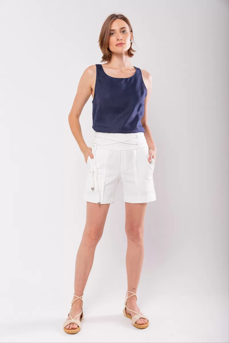Hidrogênio - TAILORED BERMUDA WITH TWO STRIPS OFF WHITE - 19847018 Hidrogênio - TAILORED BERMUDA WITH TWO STRIPS OFF WHITE - 19847018