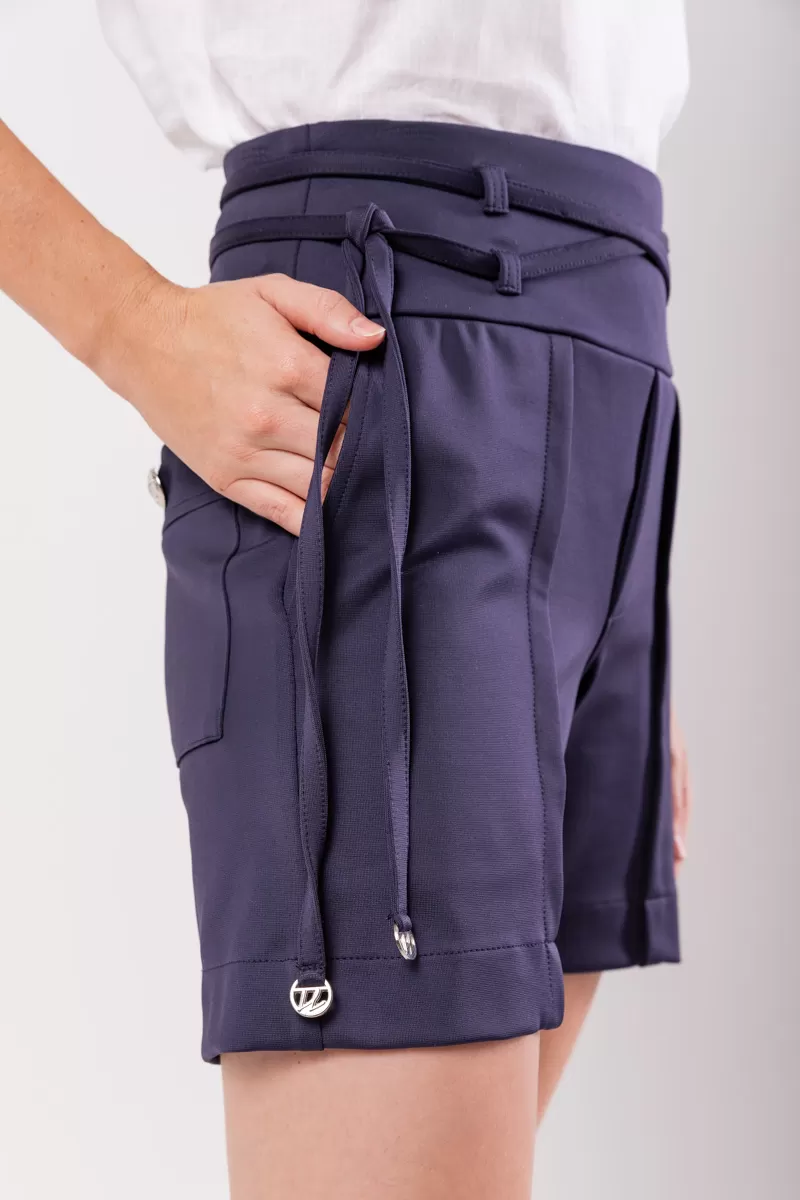 Hidrogênio - TAILORED BERMUDA WITH TWO STRIPS NAVY - 19847004