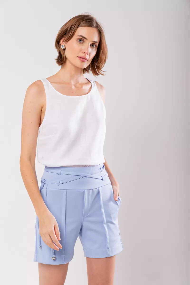 Hidrogênio - TAILORED BERMUDA WITH TWO LIGHT BLUE STRIPS - 19847078 Hidrogênio - TAILORED BERMUDA WITH TWO LIGHT BLUE STRIPS - 19847078