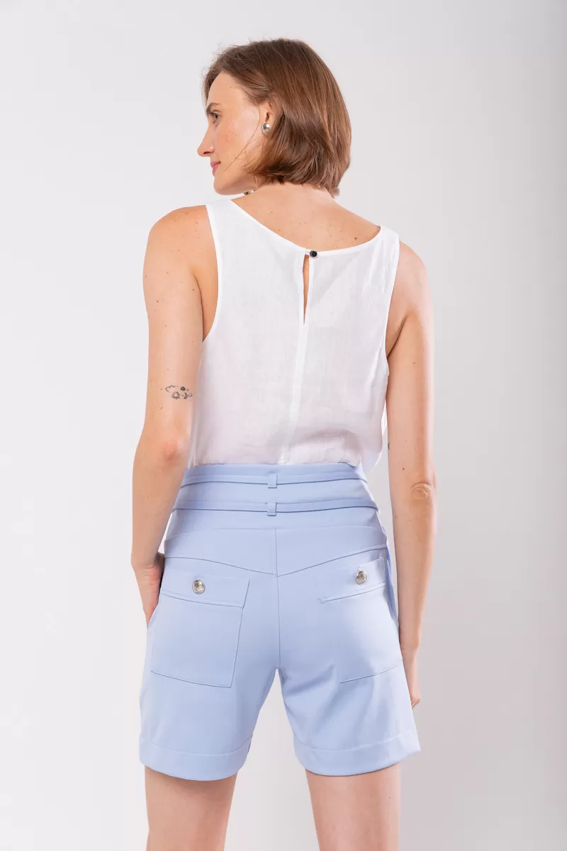 Hidrogênio - TAILORED BERMUDA WITH TWO LIGHT BLUE STRIPS - 19847078 Hidrogênio - TAILORED BERMUDA WITH TWO LIGHT BLUE STRIPS - 19847078