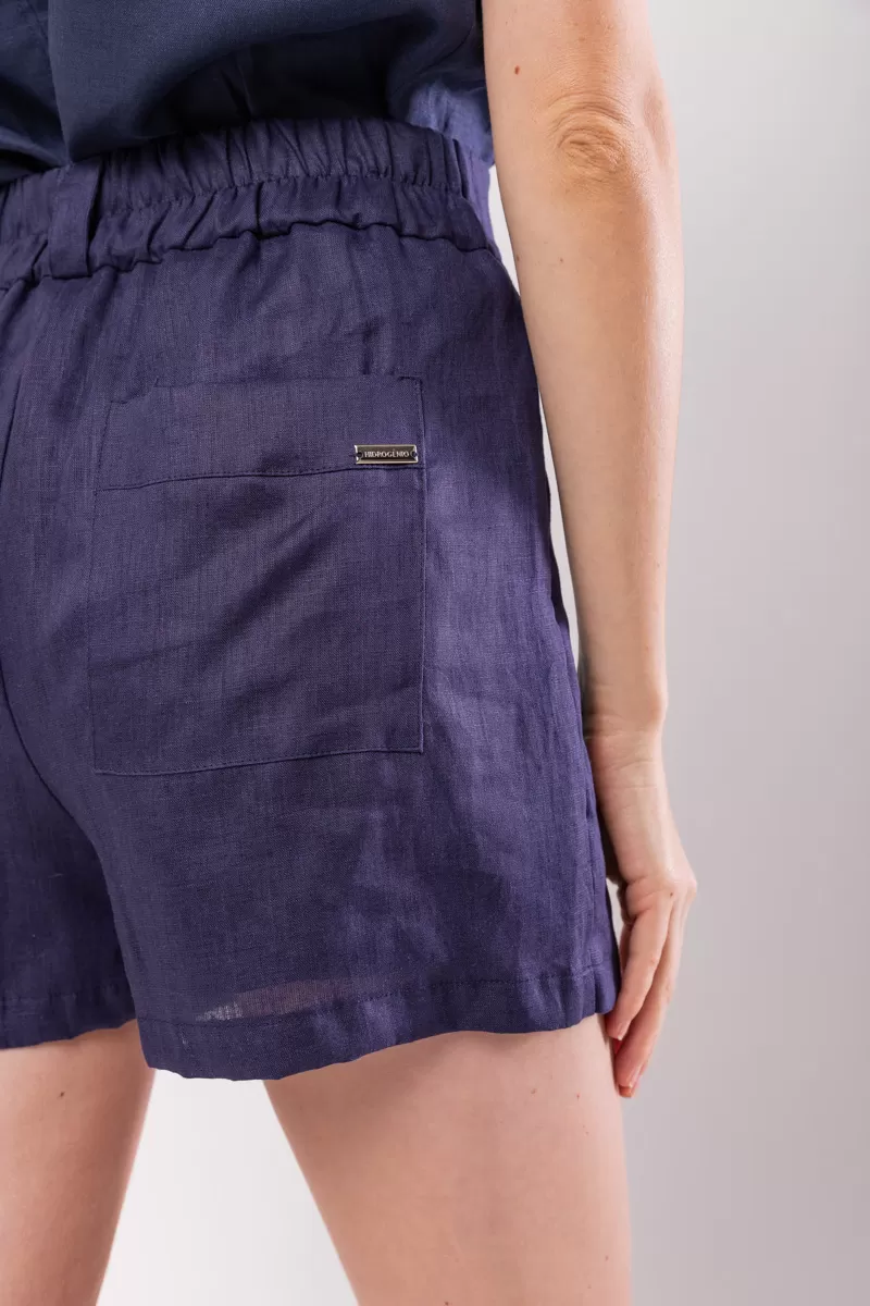 Hidrogênio - SHORTS SKIRT WITH PLEATS AND NAVY LINEN POCKET - 19884004 Hidrogênio - SHORTS SKIRT WITH PLEATS AND NAVY LINEN POCKET - 19884004