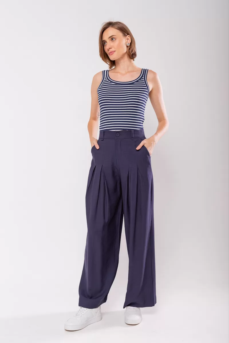 Hidrogênio - PANTALON PANTS WITH TWO PLEASTS MARIANNE MARINHO - 19769004 Hidrogênio - PANTALON PANTS WITH TWO PLEASTS MARIANNE MARINHO - 19769004