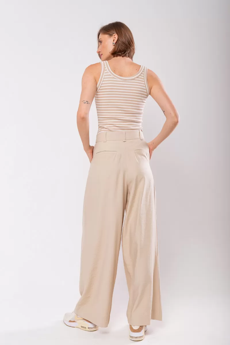 Hidrogênio - PANTALON PANTS WITH TWO PLEASTS MARIANNE BEIGE - 19769003 Hidrogênio - PANTALON PANTS WITH TWO PLEASTS MARIANNE BEIGE - 19769003