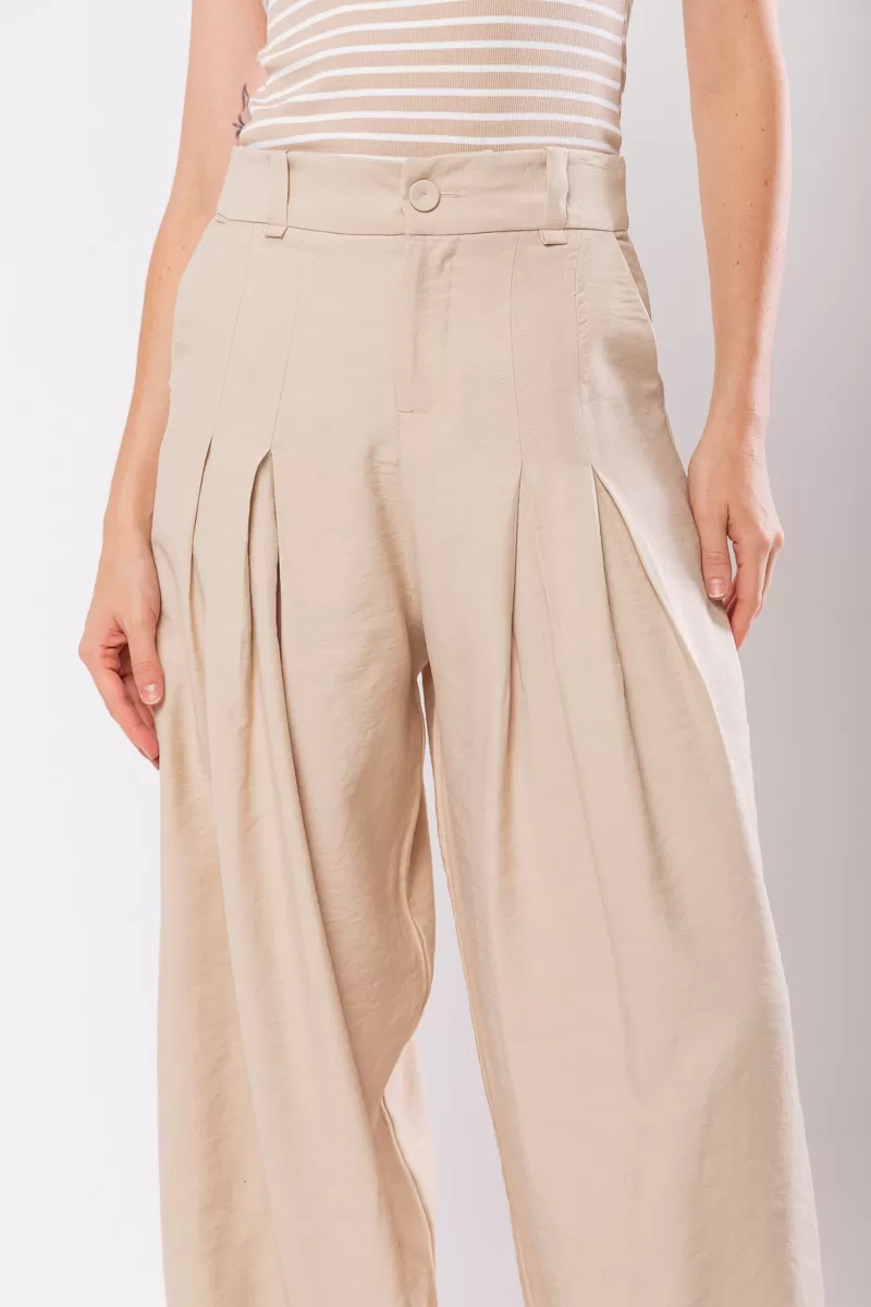 Hidrogênio - PANTALON PANTS WITH TWO PLEASTS MARIANNE BEIGE - 19769003 Hidrogênio - PANTALON PANTS WITH TWO PLEASTS MARIANNE BEIGE - 19769003