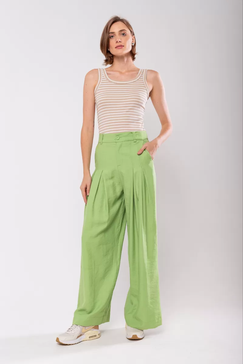 Hidrogênio - MARIANNE GREEN PANTALON PANTS WITH TWO PLEASTS - 19769009 Hidrogênio - MARIANNE GREEN PANTALON PANTS WITH TWO PLEASTS - 19769009