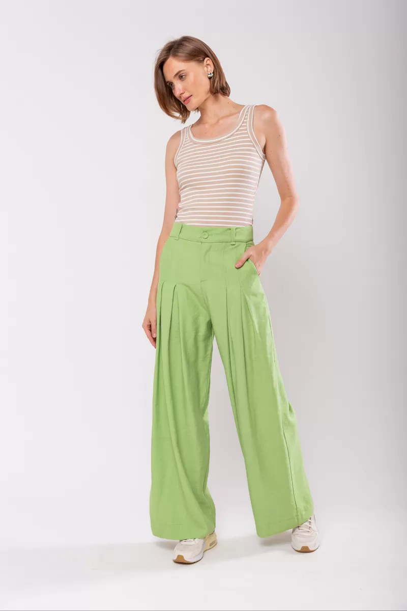 Hidrogênio - MARIANNE GREEN PANTALON PANTS WITH TWO PLEASTS - 19769009 Hidrogênio - MARIANNE GREEN PANTALON PANTS WITH TWO PLEASTS - 19769009