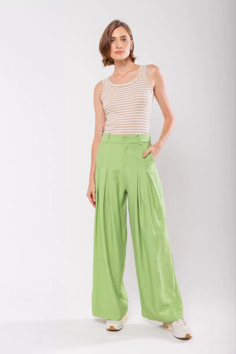 Hidrogênio - MARIANNE GREEN PANTALON PANTS WITH TWO PLEASTS - 19769009 Hidrogênio - MARIANNE GREEN PANTALON PANTS WITH TWO PLEASTS - 19769009