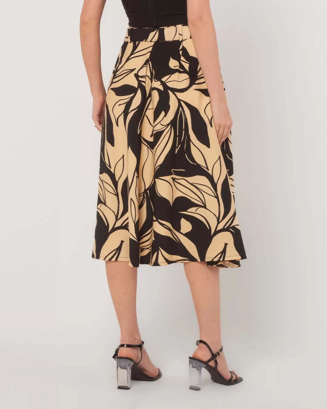 Miss Misses - Skirt Miss Misses Printed Midi With Belt Black - 54093BEGE Miss Misses - Skirt Miss Misses Printed Midi With Belt Black - 54093BEGE