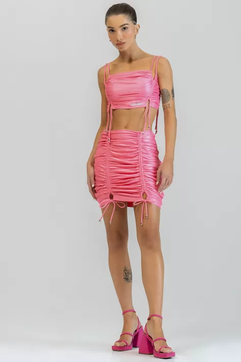 Labellamafia - Pink Labellamafia Fashion Party Skirt - 31366