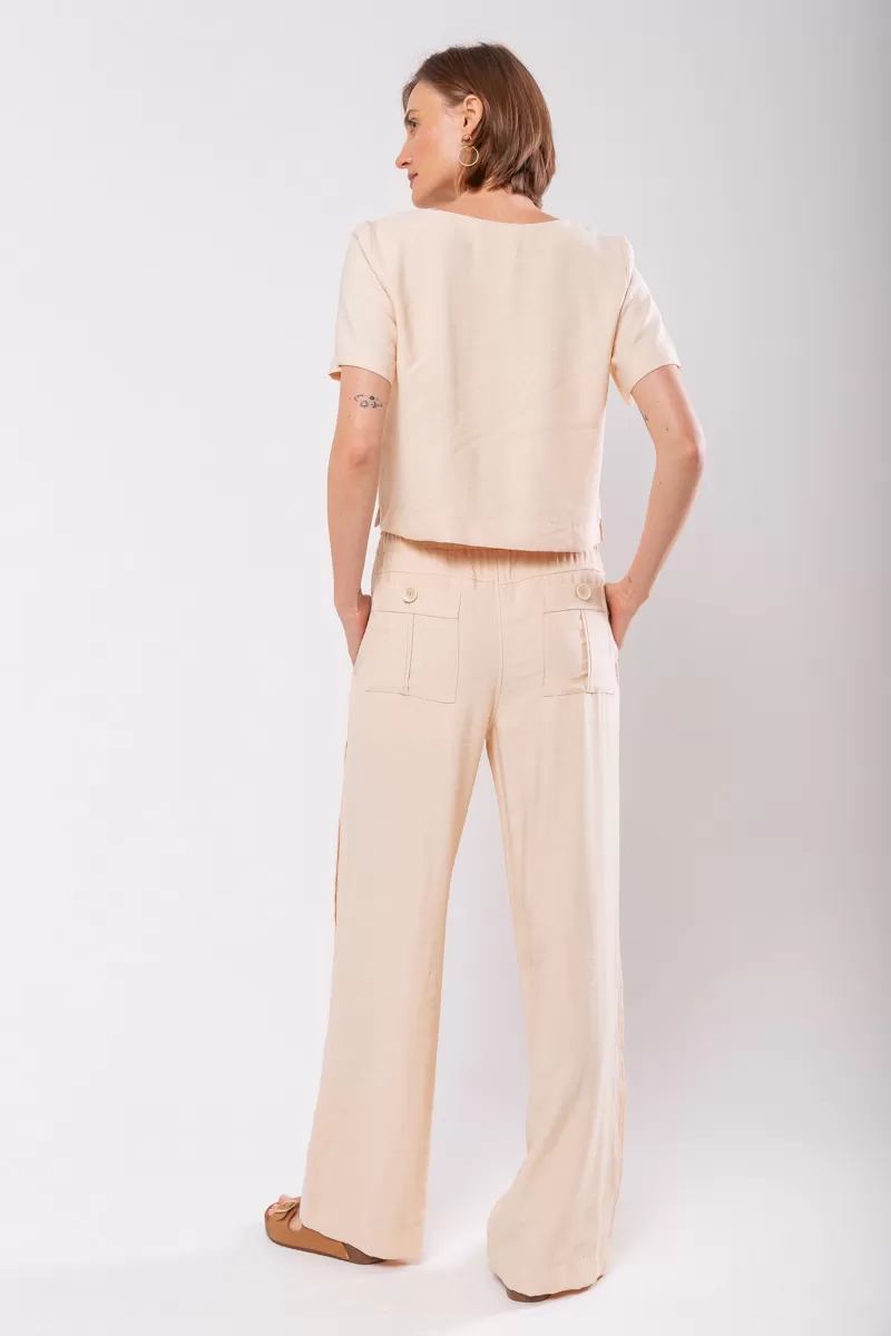 Hidrogênio - TAILORED BLOUSE WITH V-NECK PANACOTA - 19823523 Hidrogênio - TAILORED BLOUSE WITH V-NECK PANACOTA - 19823523