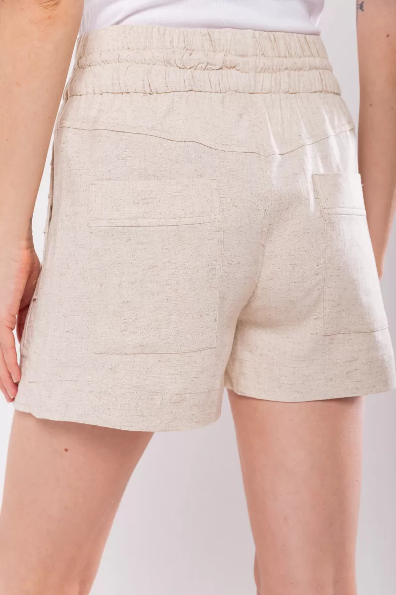 Hidrogênio - LINEN MIXED BERMUDA WITH BEIGE ELASTIC WAIST ORIGIN - 19871509 Hidrogênio - LINEN MIXED BERMUDA WITH BEIGE ELASTIC WAIST ORIGIN - 19871509
