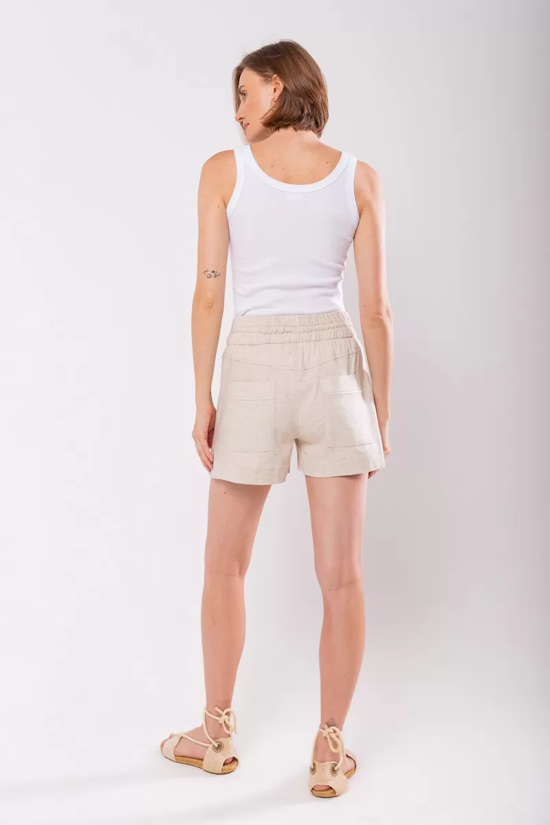 Hidrogênio - LINEN MIXED BERMUDA WITH BEIGE ELASTIC WAIST ORIGIN - 19871509 Hidrogênio - LINEN MIXED BERMUDA WITH BEIGE ELASTIC WAIST ORIGIN - 19871509