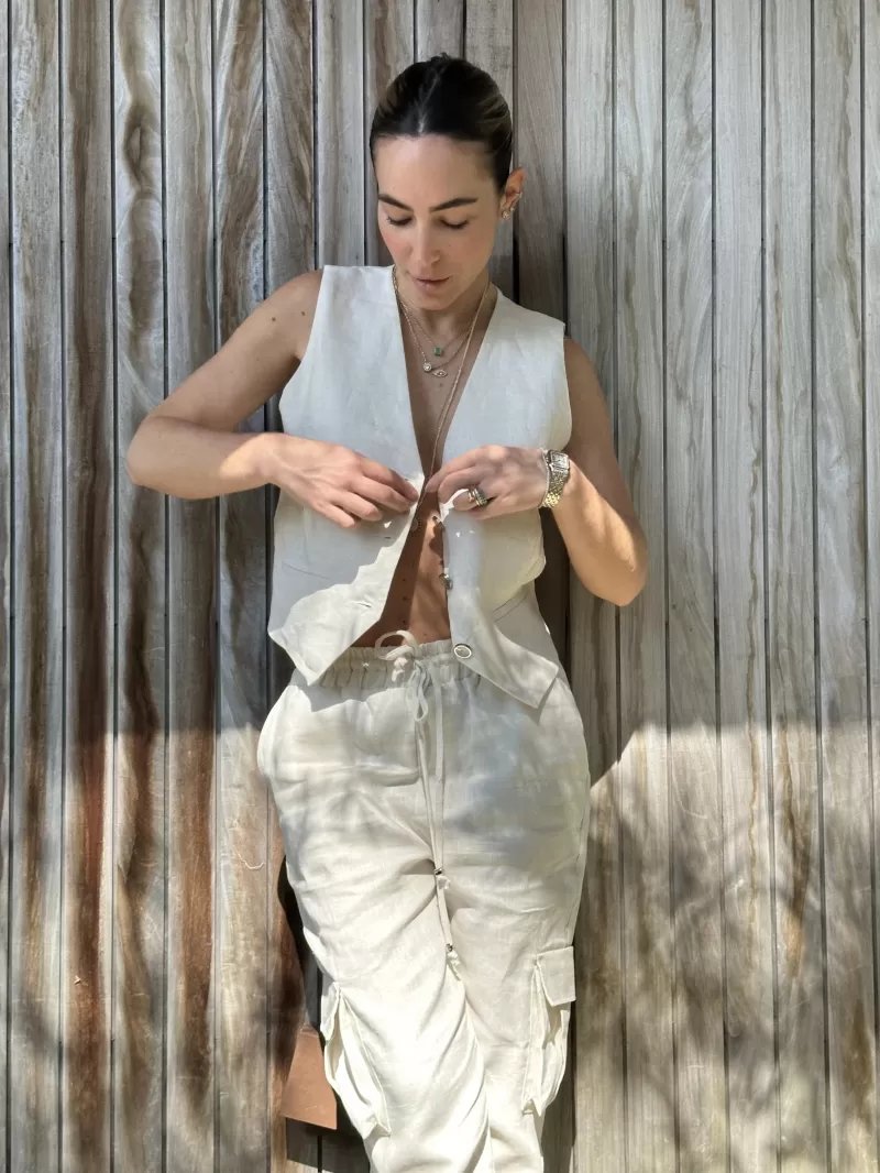 Hidrogênio - VEST 100% NATURAL LINEN - 19861 Hidrogênio - VEST 100% NATURAL LINEN - 19861