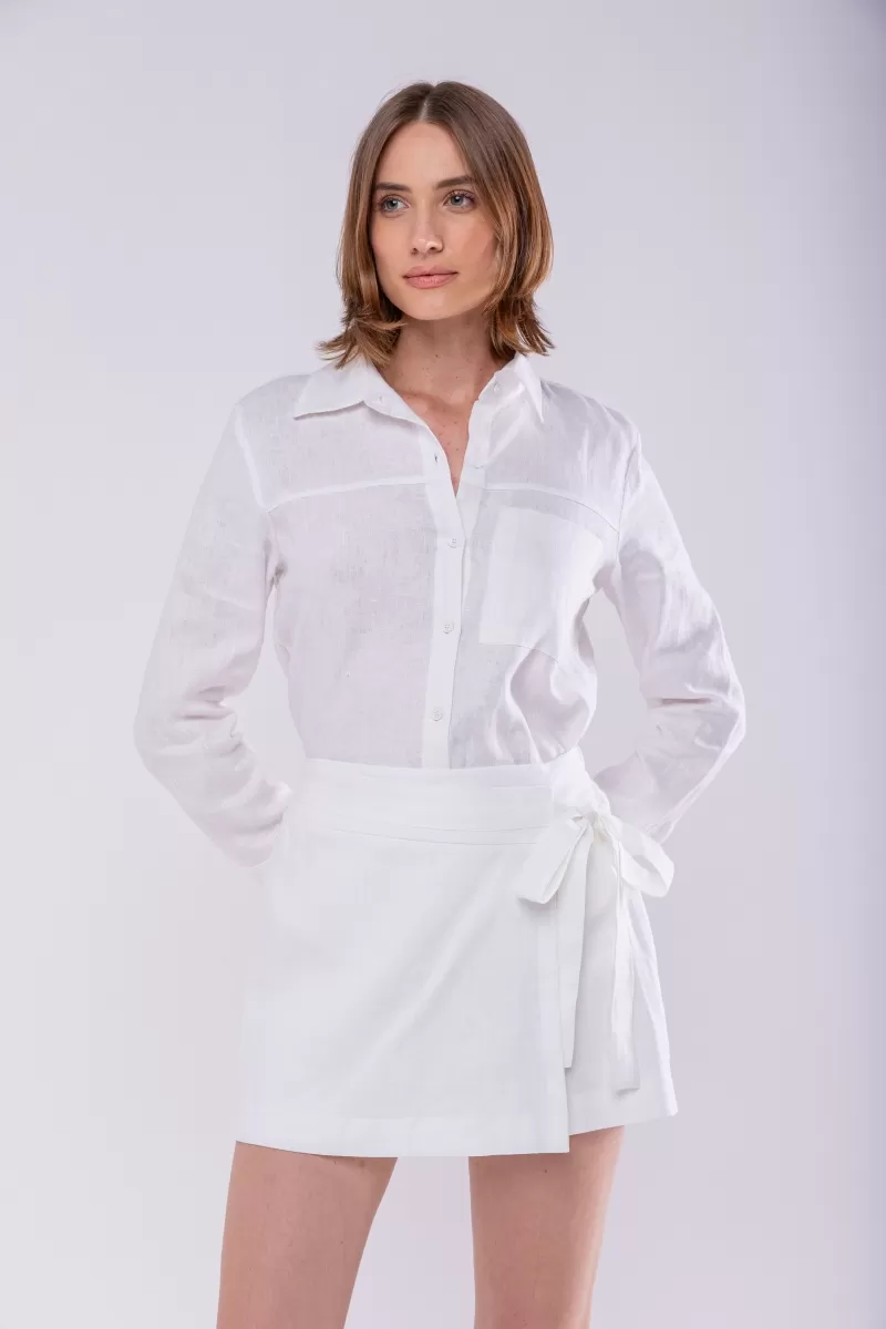 Hidrogênio - LINEN SKIRT SHORTS WITH TIE AND WHITE POCKET - 19885002 Hidrogênio - LINEN SKIRT SHORTS WITH TIE AND WHITE POCKET - 19885002