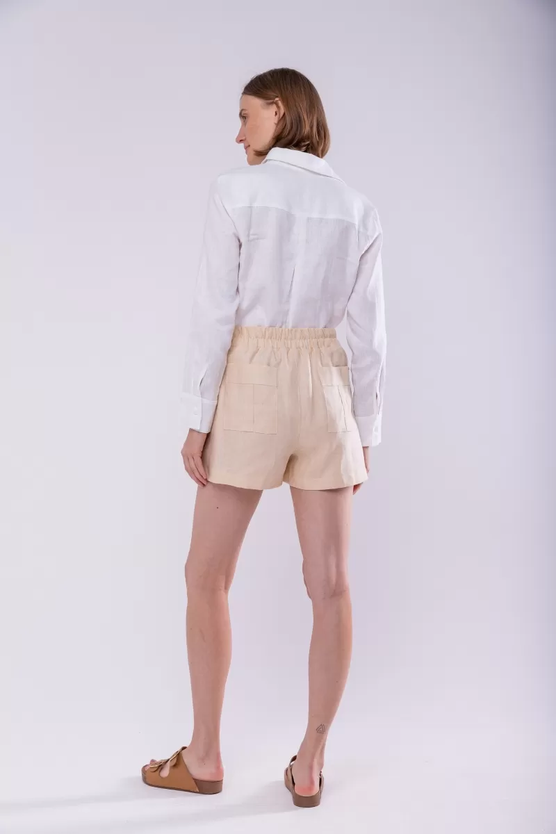 Hidrogênio - LINEN SKIRT SHORTS WITH TIE AND PANACOTA POCKET - 19885523 Hidrogênio - LINEN SKIRT SHORTS WITH TIE AND PANACOTA POCKET - 19885523
