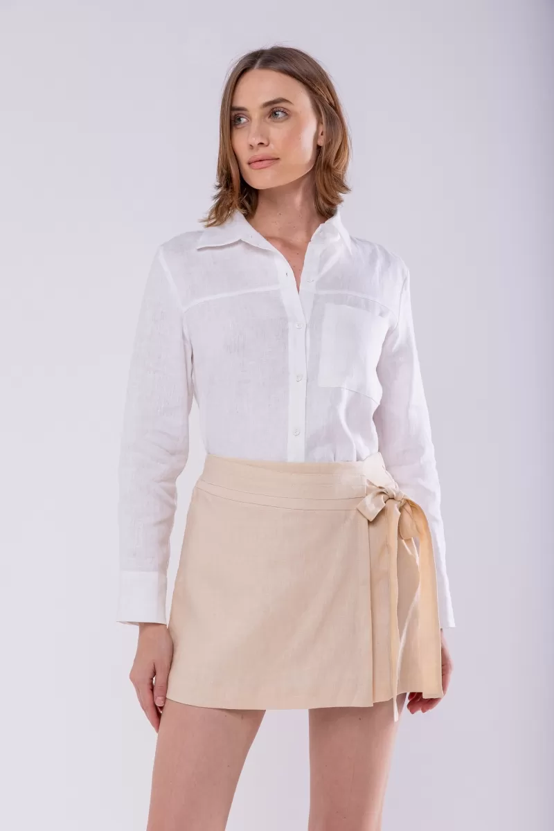 Hidrogênio - LINEN SKIRT SHORTS WITH TIE AND PANACOTA POCKET - 19885523 Hidrogênio - LINEN SKIRT SHORTS WITH TIE AND PANACOTA POCKET - 19885523