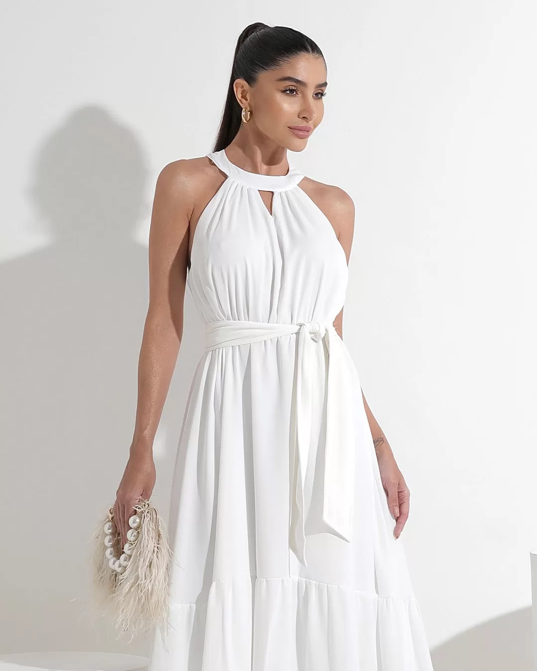 Miss Misses - Dress Miss Misses Midi Plain Chiffon Off White - 54182OFF Miss Misses - Dress Miss Misses Midi Plain Chiffon Off White - 54182OFF