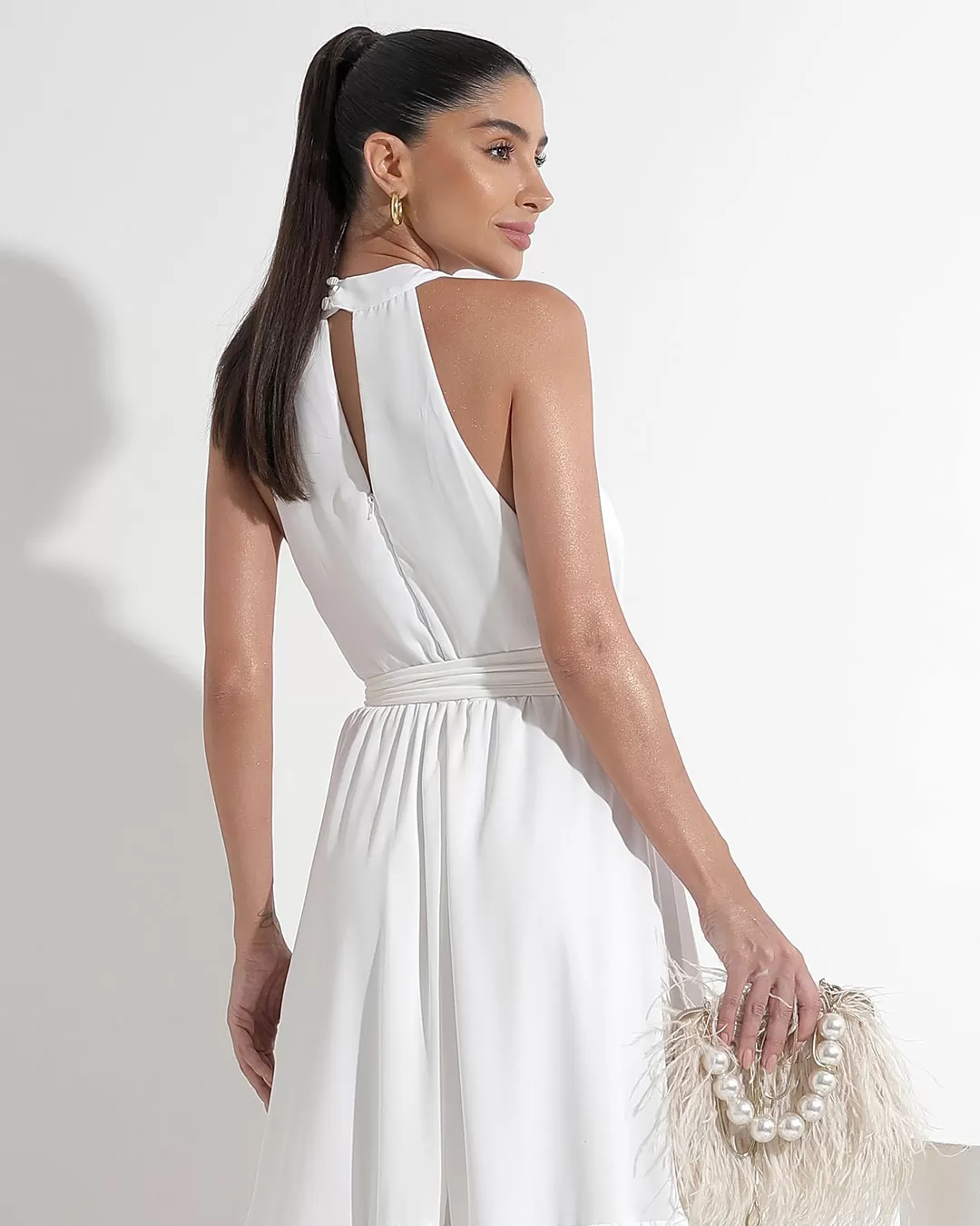 Miss Misses - Dress Miss Misses Midi Plain Chiffon Off White - 54182OFF Miss Misses - Dress Miss Misses Midi Plain Chiffon Off White - 54182OFF