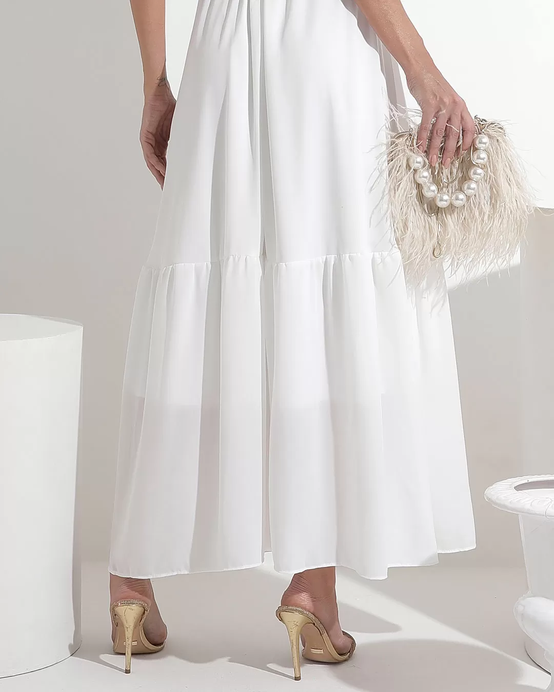 Miss Misses - Dress Miss Misses Midi Plain Chiffon Off White - 54182OFF Miss Misses - Dress Miss Misses Midi Plain Chiffon Off White - 54182OFF