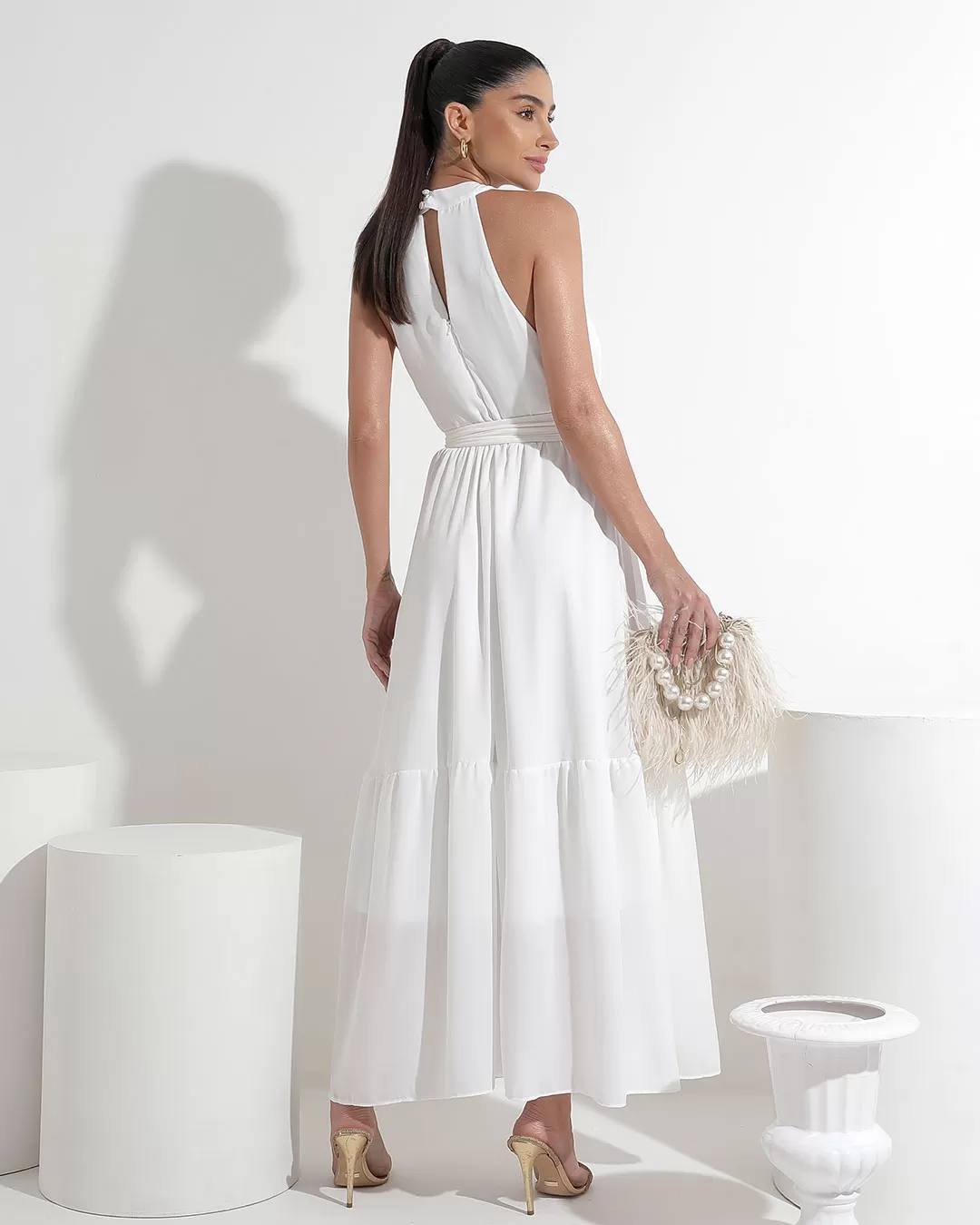Miss Misses - Dress Miss Misses Midi Plain Chiffon Off White - 54182OFF Miss Misses - Dress Miss Misses Midi Plain Chiffon Off White - 54182OFF