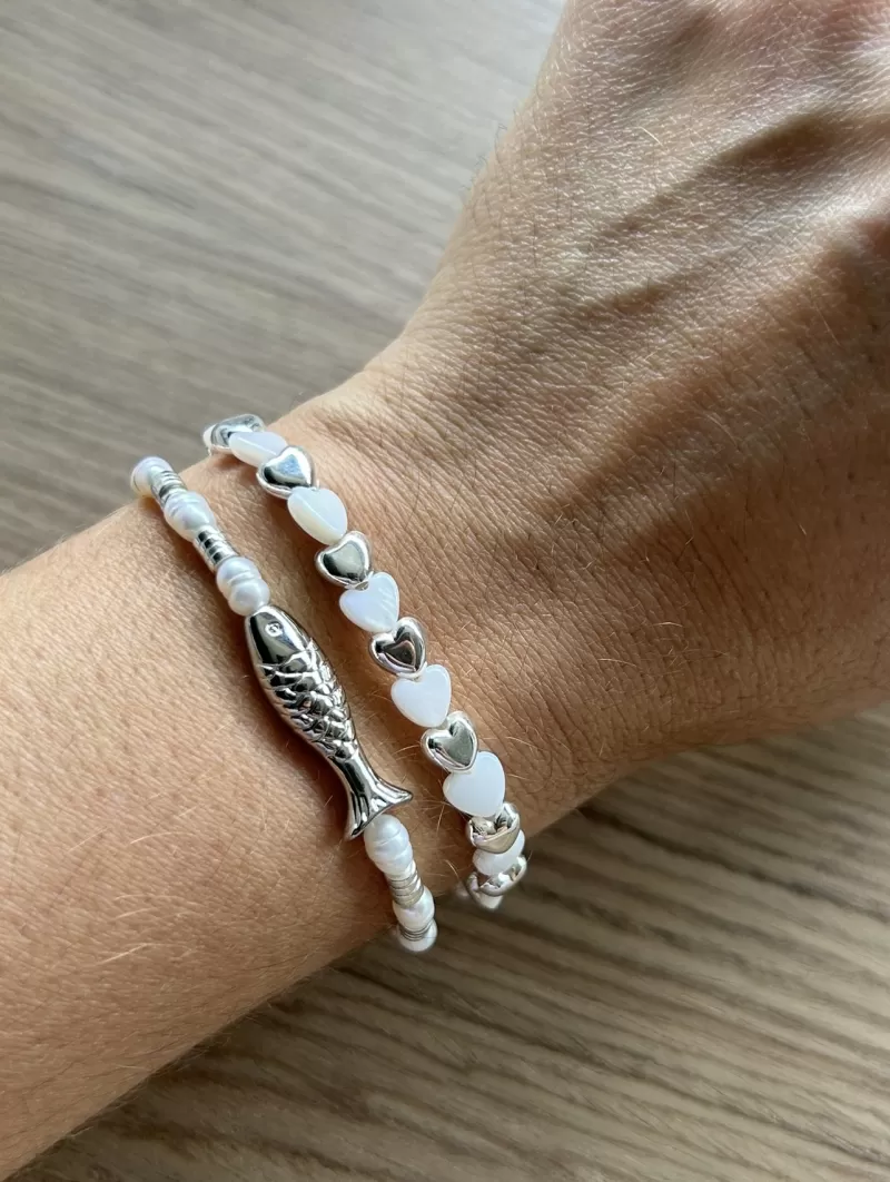 Mikabe - Silver Plated Pearls and Fish Btanklet - MK1699 Mikabe - Silver Plated Pearls and Fish Btanklet - MK1699