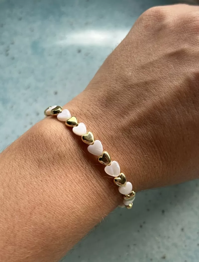 Mikabe - Gold Plated Mother-of-Pearl Heart Btanklet - MK1700 Mikabe - Gold Plated Mother-of-Pearl Heart Btanklet - MK1700