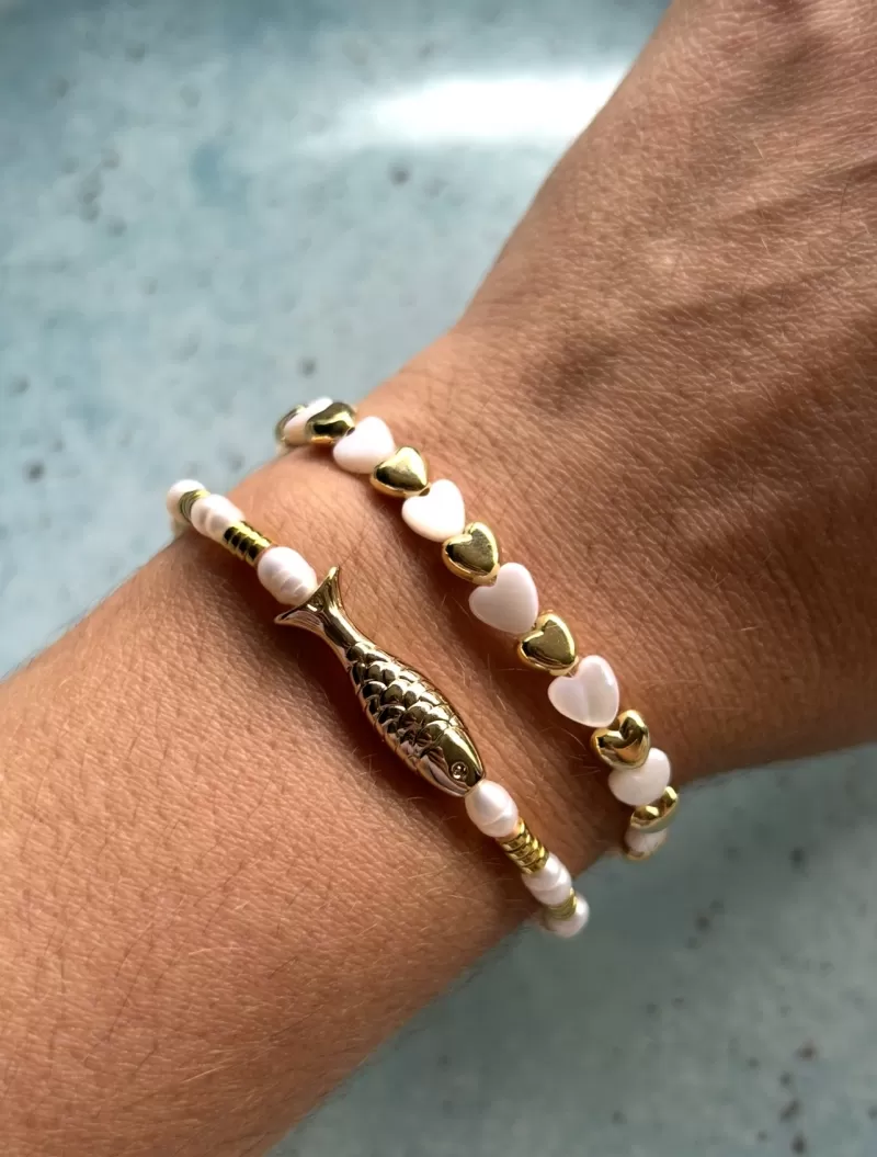 Mikabe - Gold Plated Pearls and Fish Btanklet - MK1701 Mikabe - Gold Plated Pearls and Fish Btanklet - MK1701