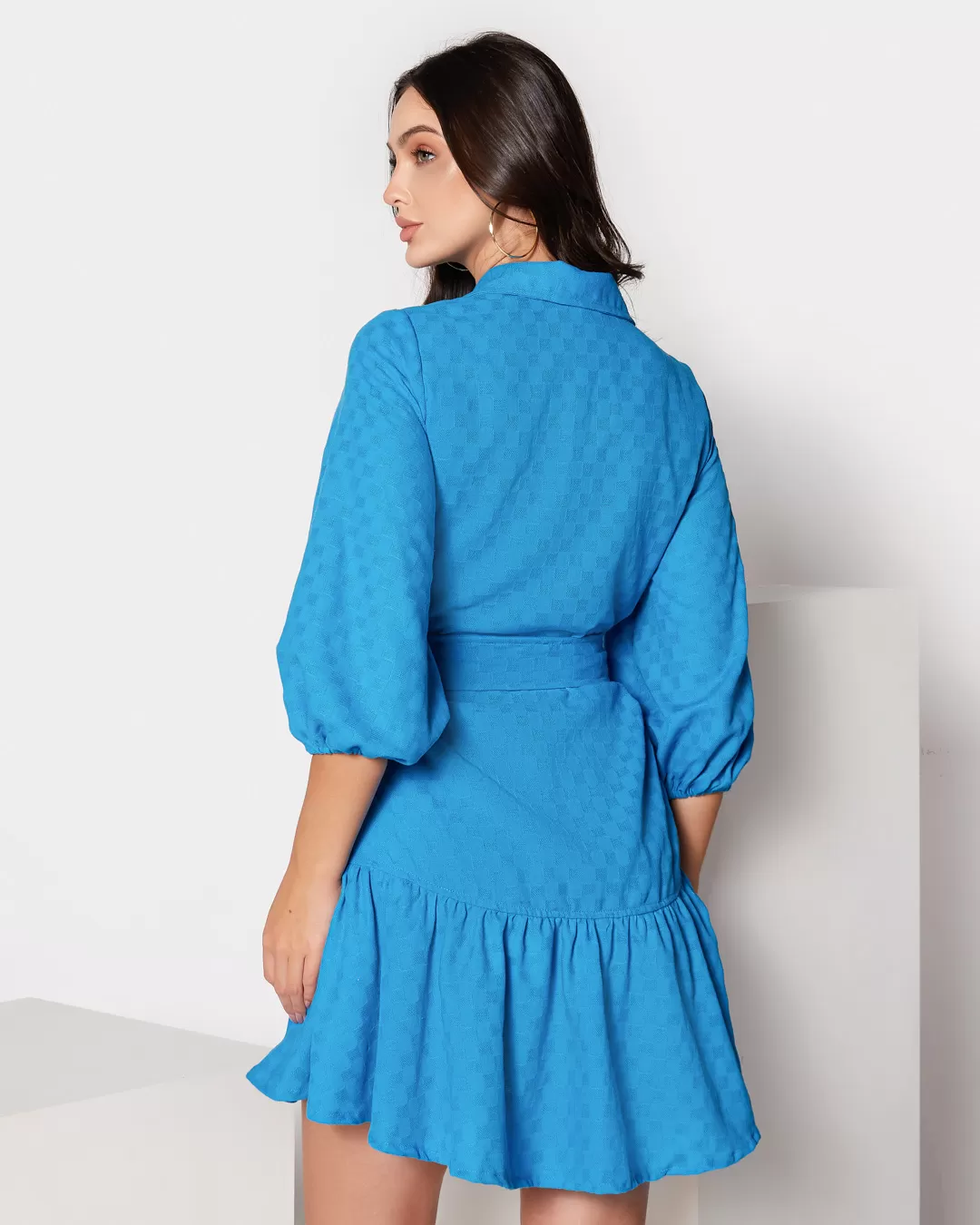 Miss Misses - Dress Miss Misses Evase Checkered Buttons Blue - 54097AZUL Miss Misses - Dress Miss Misses Evase Checkered Buttons Blue - 54097AZUL